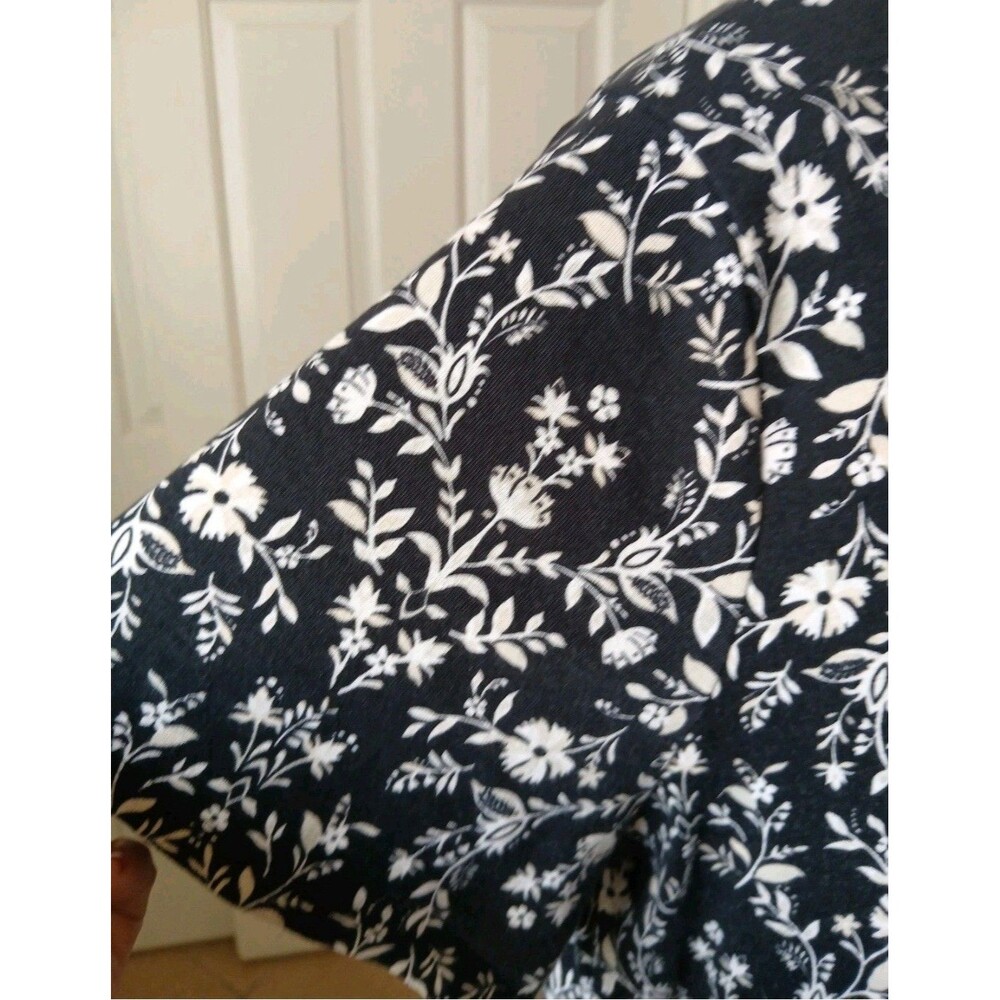 Croft & Barrow Womens Plus Size 1X Black White Floral Classic Tee Top - Picture 5 of 12